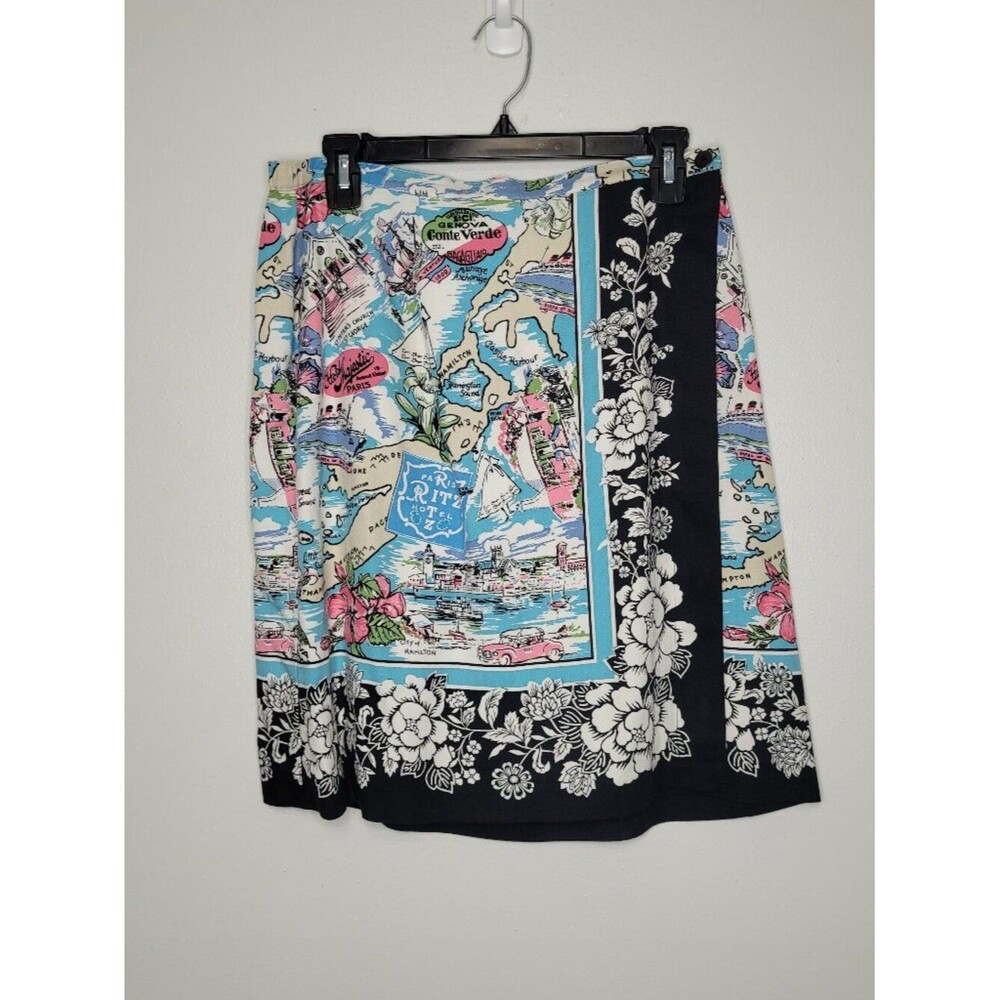 Van Heusen vacation print wrap quirky artsy short skirt size large